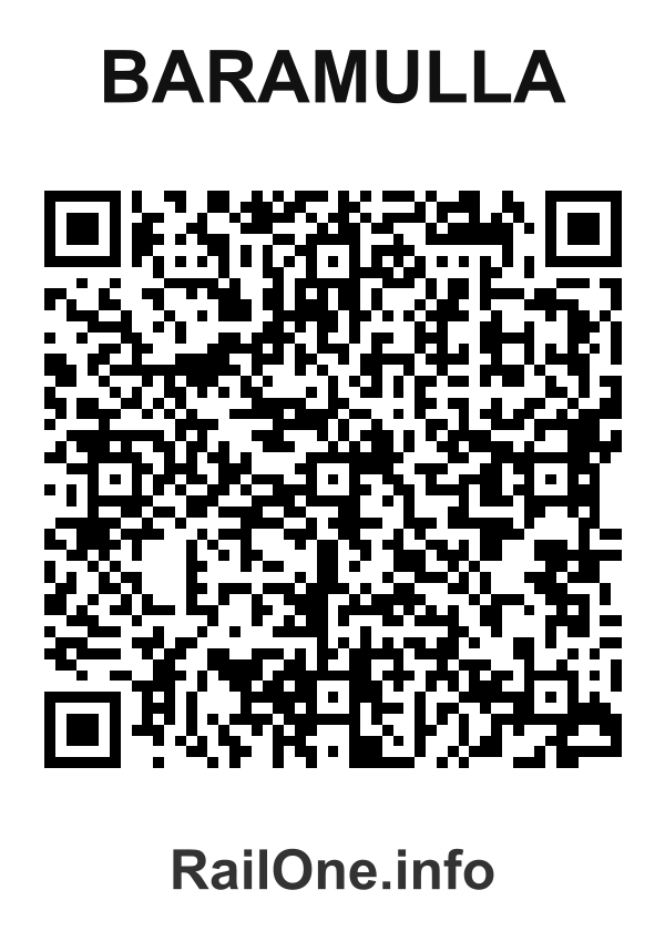 RailOne QR Code for Baramulla station