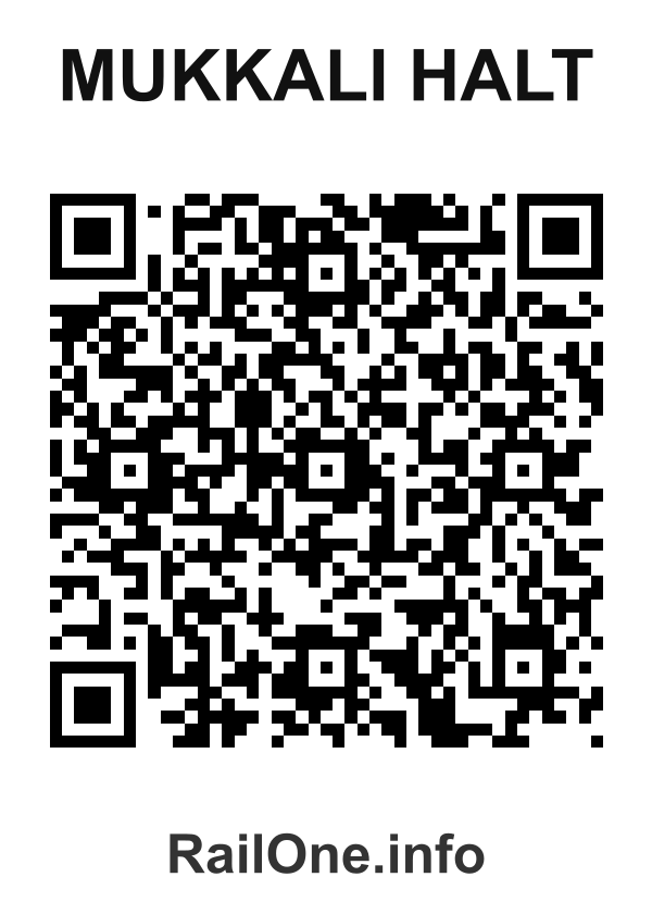 RailOne QR Code for Mukkali Halt station