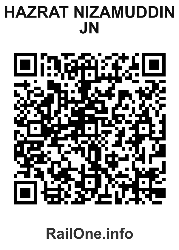 RailOne QR Code for Hazrat Nizamuddin Jn station